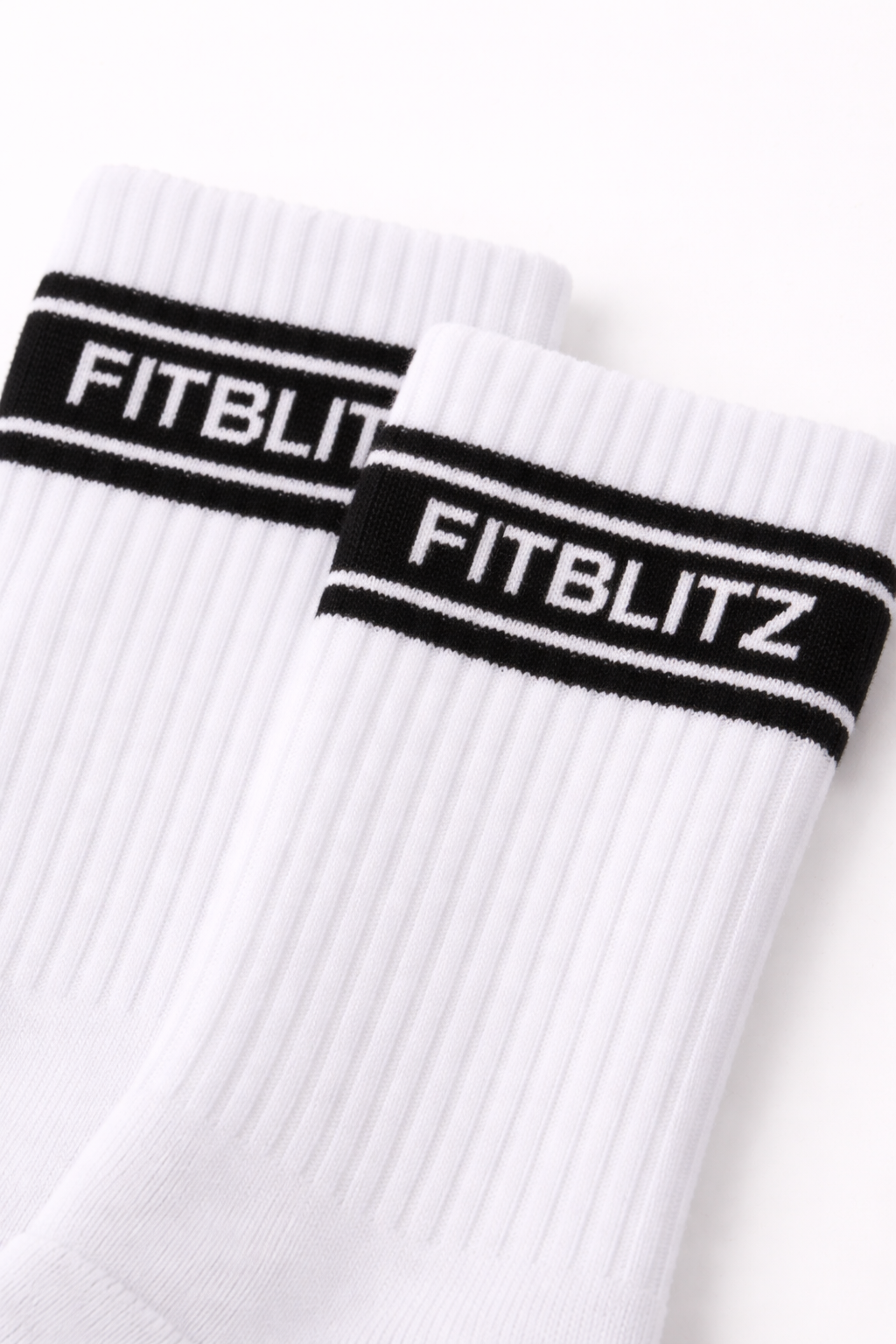 FitBlitz White Crew Socks (Unisex)