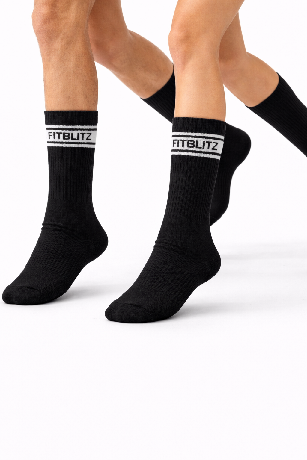 FitBlitz Black Crew Socks (Unisex)