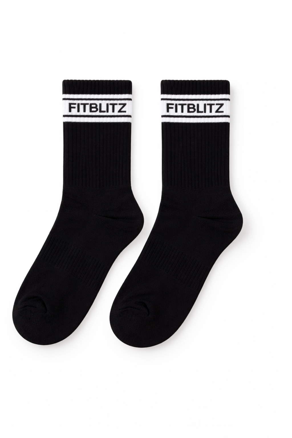FitBlitz Black Crew Socks (Unisex)