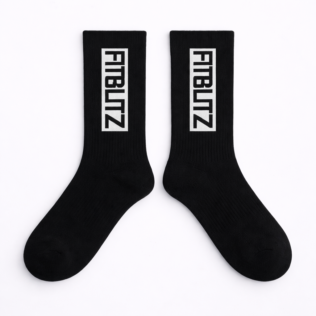 FitBlitz Classic Black Crew Socks (Unisex)