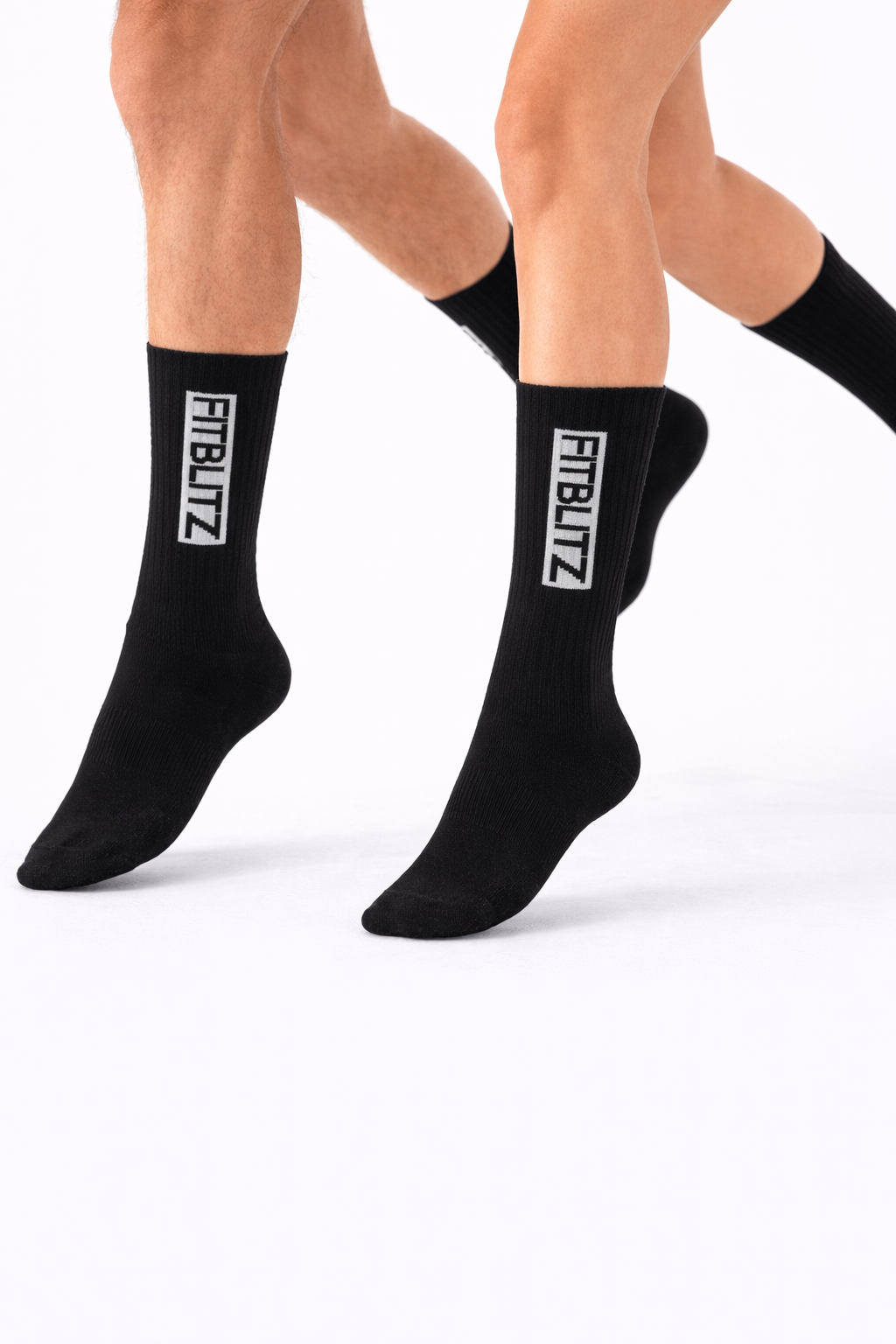 FitBlitz Classic Black Crew Socks (Unisex)