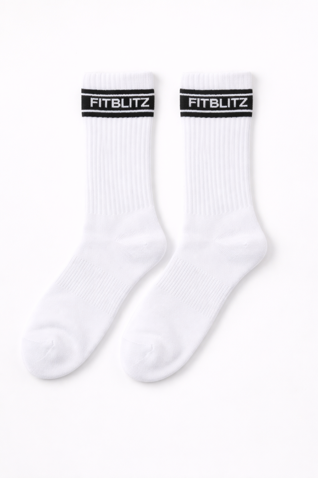 FitBlitz White Crew Socks (Unisex)