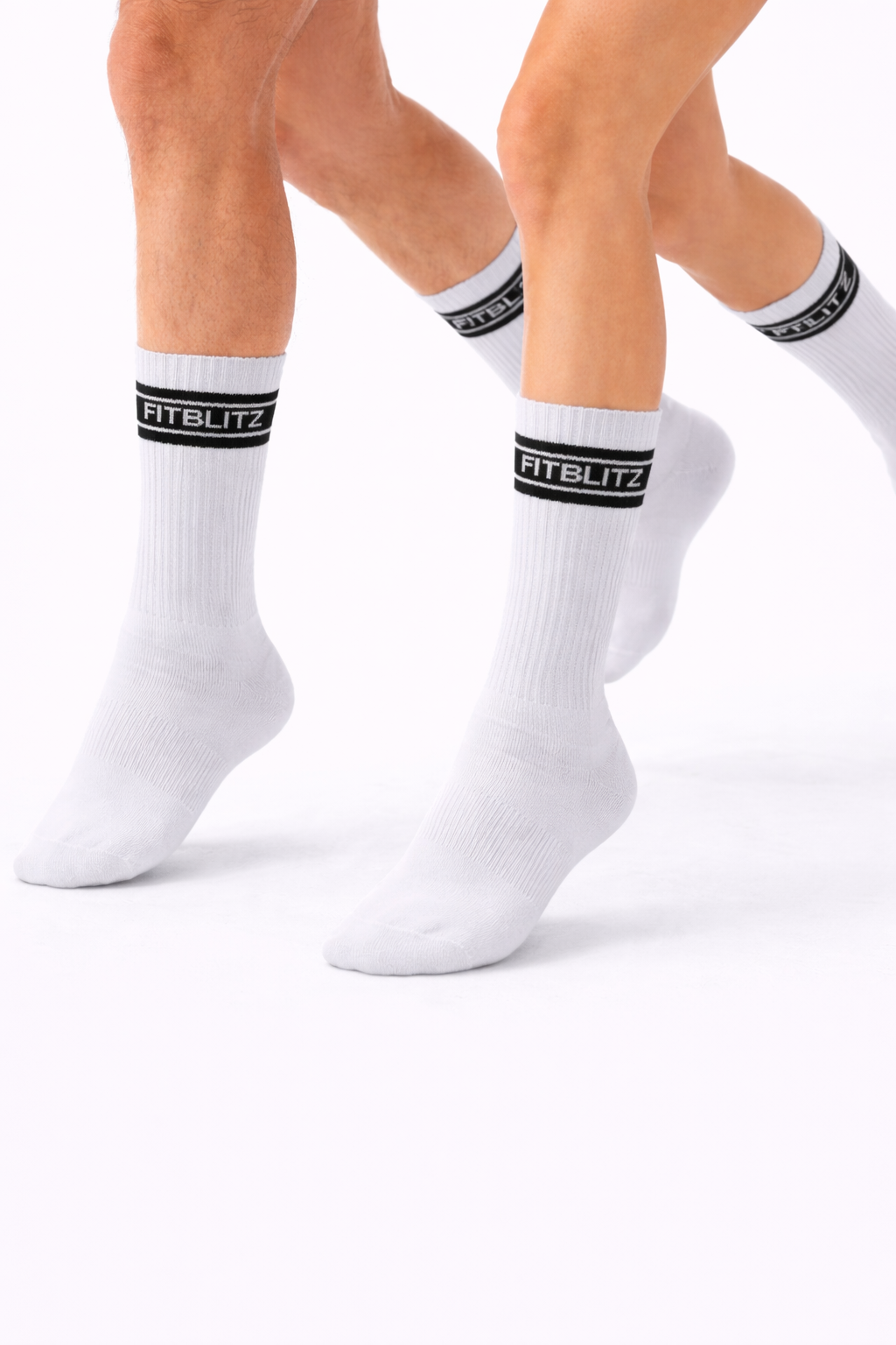 FitBlitz White Crew Socks (Unisex)