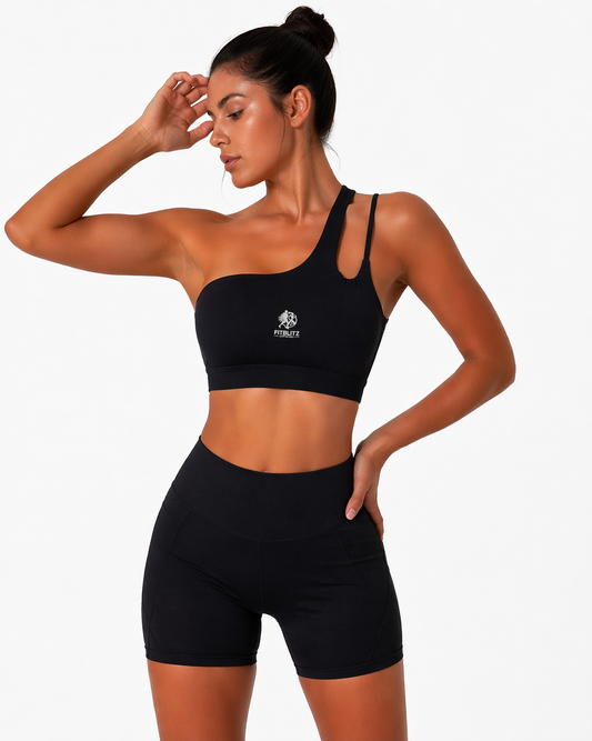 FitBlitz Apex Asym Sports Bra - Classic Black