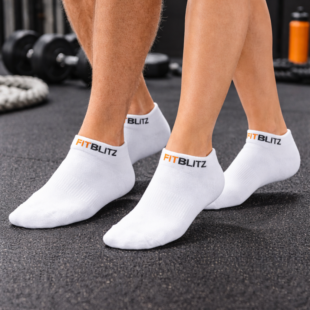 FitBlitz White Ankle Socks (Unisex)