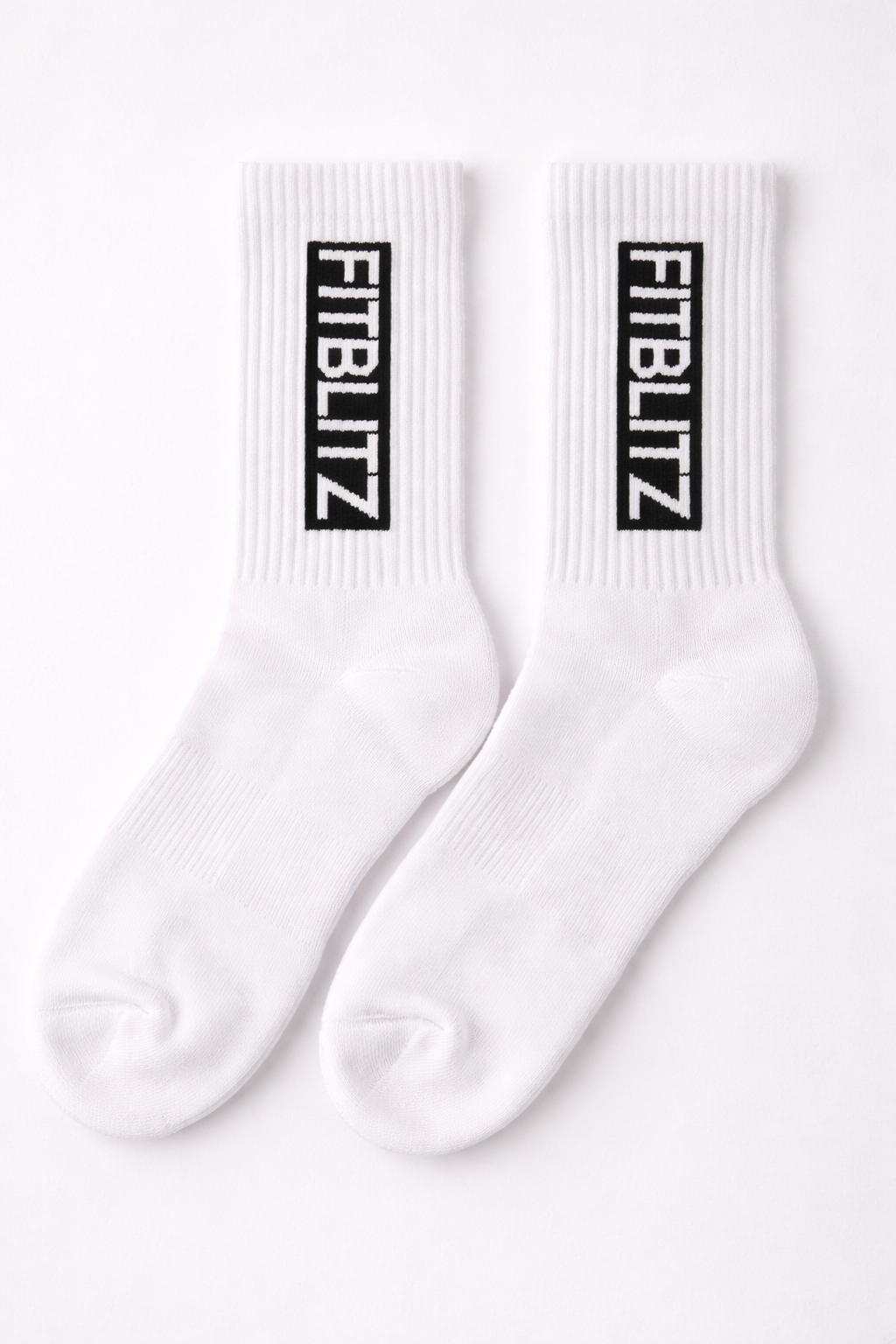FitBlitz Classic White Crew Socks (Unisex)
