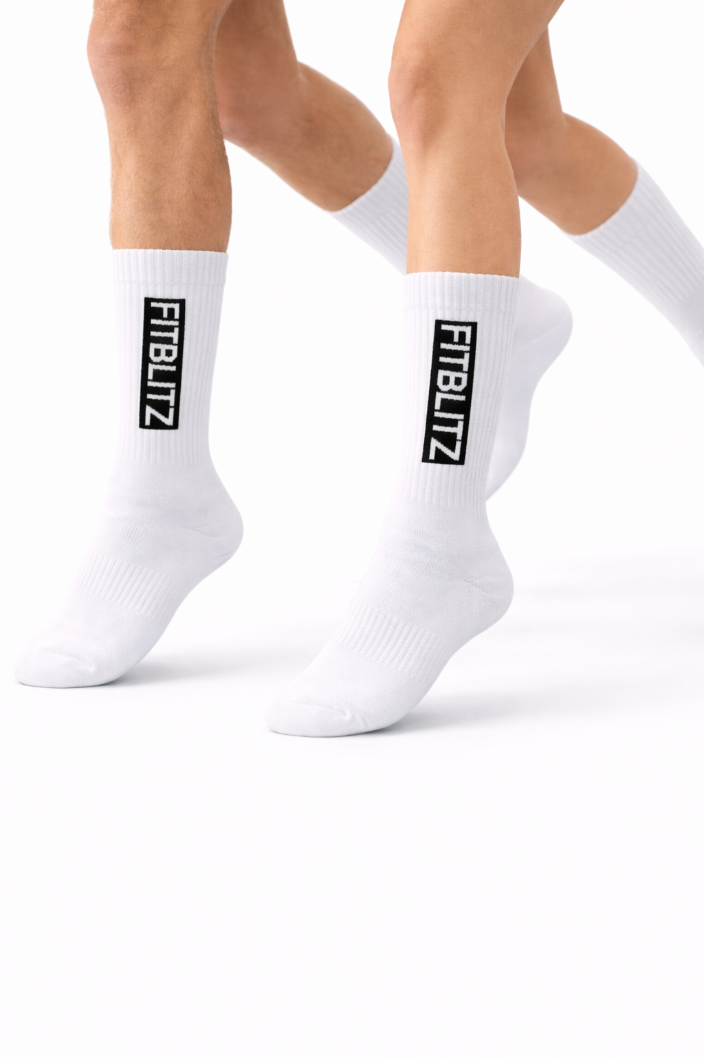 FitBlitz Classic White Crew Socks (Unisex)